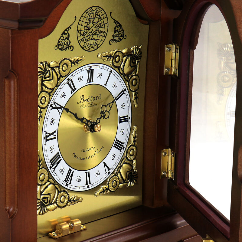 Bedford Clock Collection Mahogany Mantel Clock with Chimes