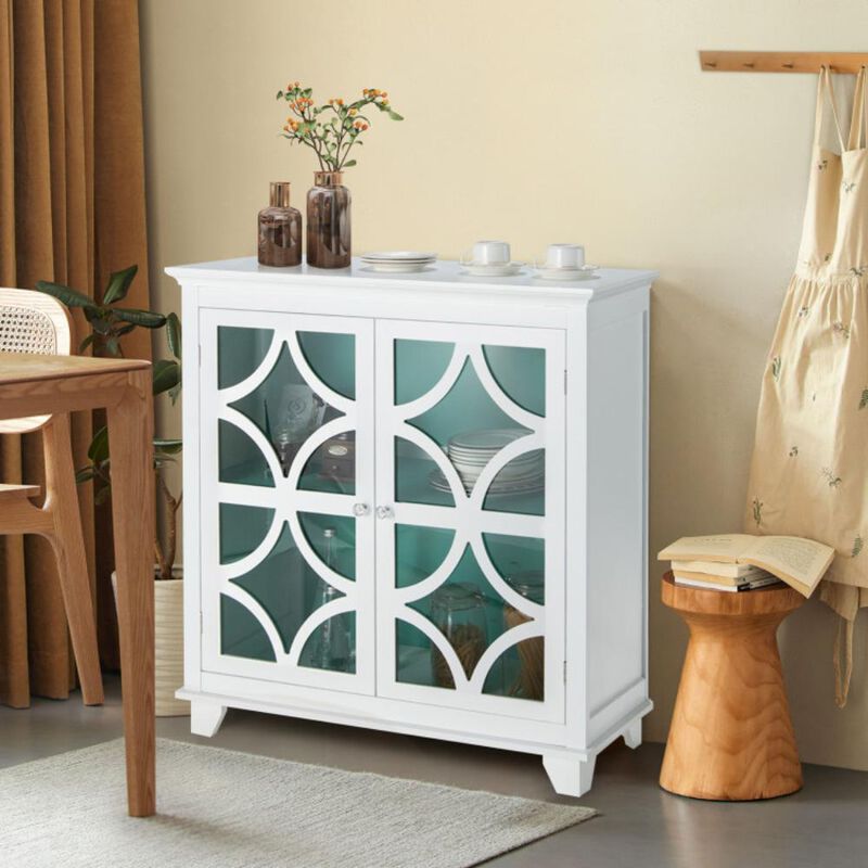 Hivvago Kitchen Buffet Sideboard with Glass Doors and Adjustable Shelf