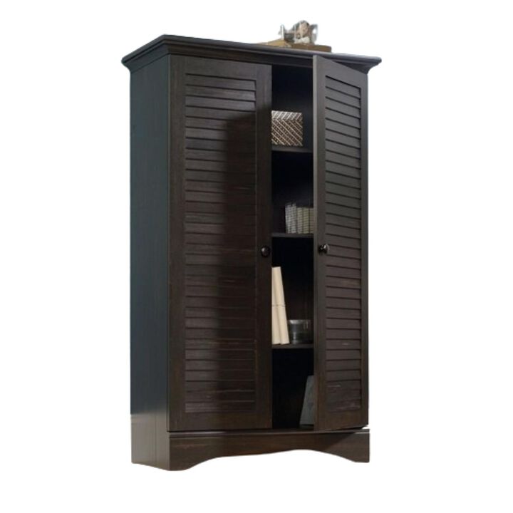 Hivvago Multi Purpose Wardrobe Armoire Storage Cabinet in Dark Brown Antique Wood Finish