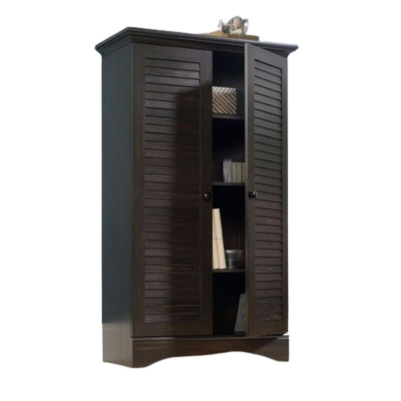 Hivvago Multi Purpose Wardrobe Armoire Storage Cabinet in Dark Brown Antique Wood Finish