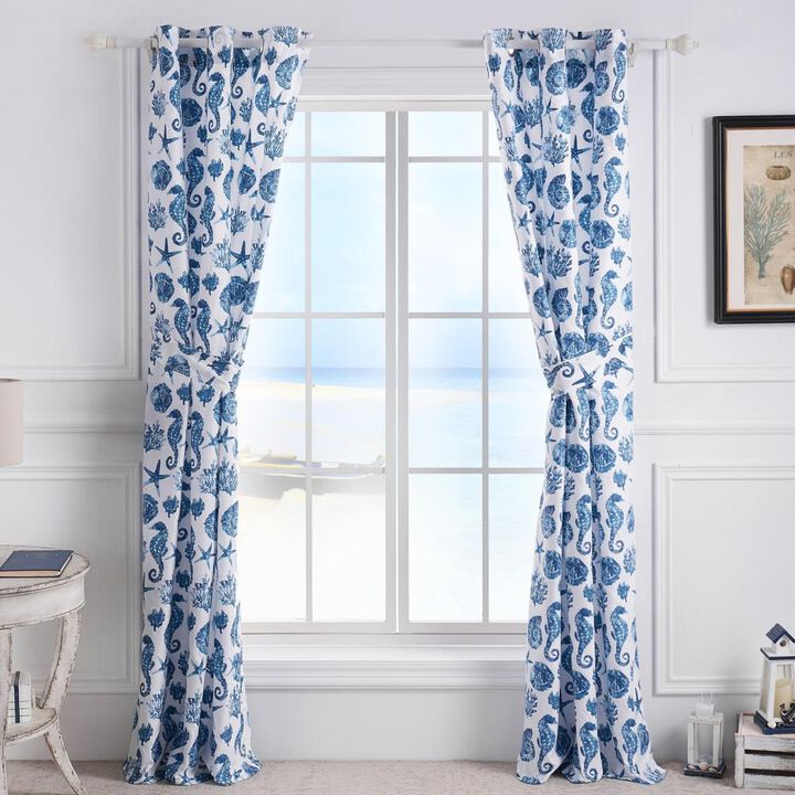 Greenland Home Fashions Pebble Beach Window Panel Pair - 42x84", Blue