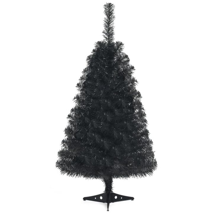 Hivvago 36 Inch Unlit Artificial Christmas Mini Tree with Plastic Stand