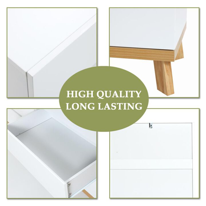 LuxenHome Modern White Wood 6-Drawer Dresser