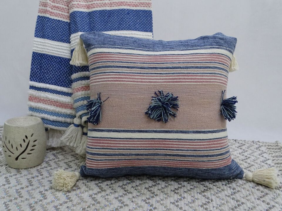 20" x 20" Throw Pillow with Tassels and Poms