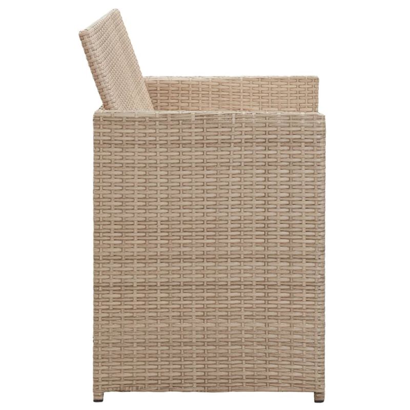 vidaXL 2 Seater Garden Sofa with Cushions Beige Poly Rattan