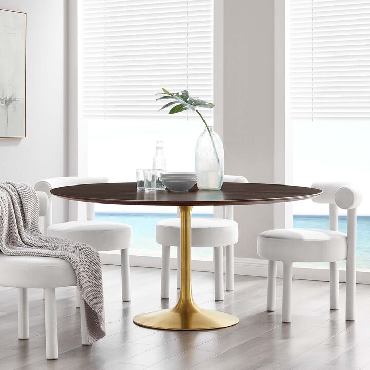 Modway - Lippa 60" Round Wood Grain Dining Table Gold Cherry Walnut