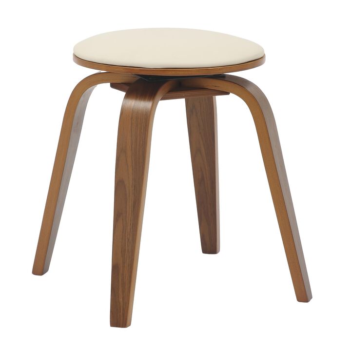LeisureMod Pelya Mordern Wooden Dining Stool in Brown