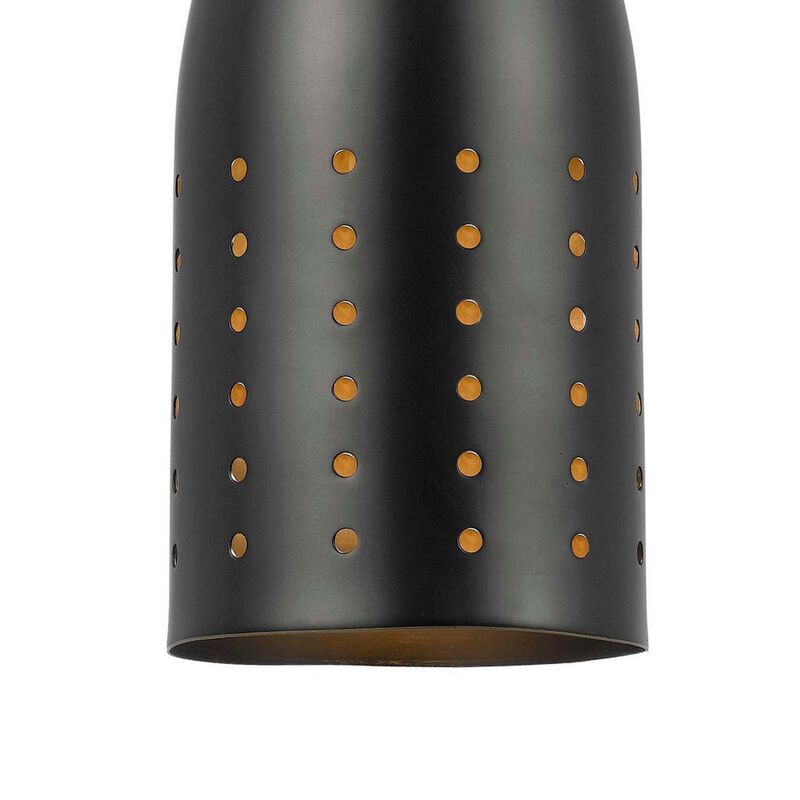 4 Inch Modern Pendant Light, Round Metal Shade, Oil Rubbed Black Bronze - Benzara