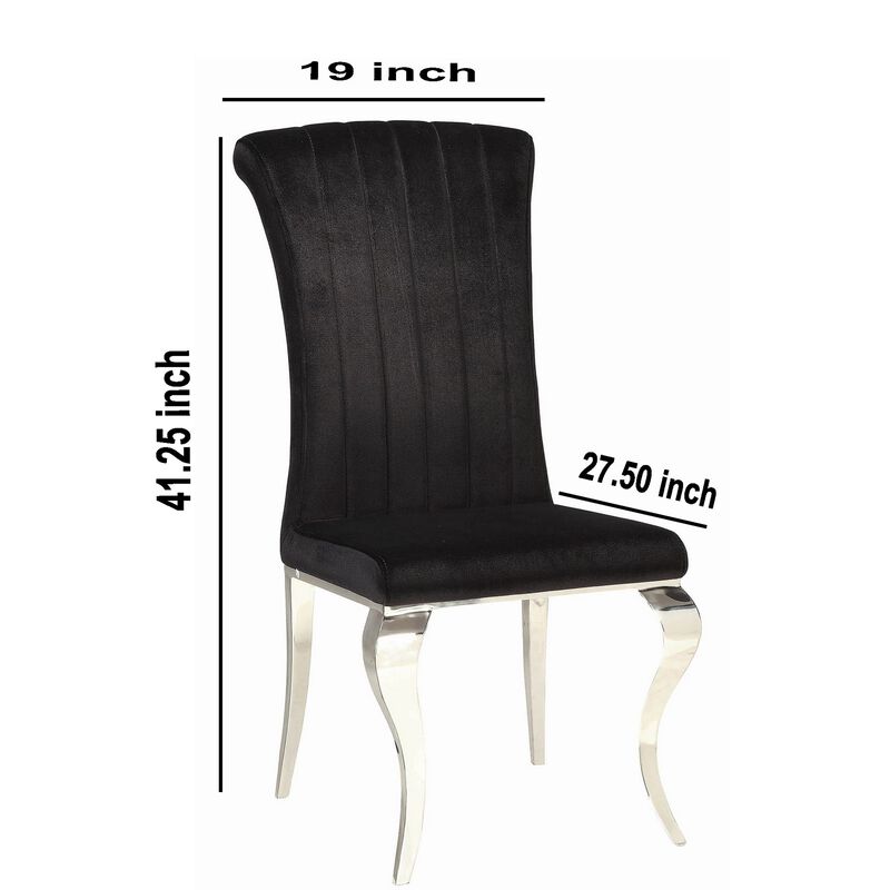 Metal Dining Chair with Cabriole Front Legs, Set of 4, Black and Chrome-Benzara