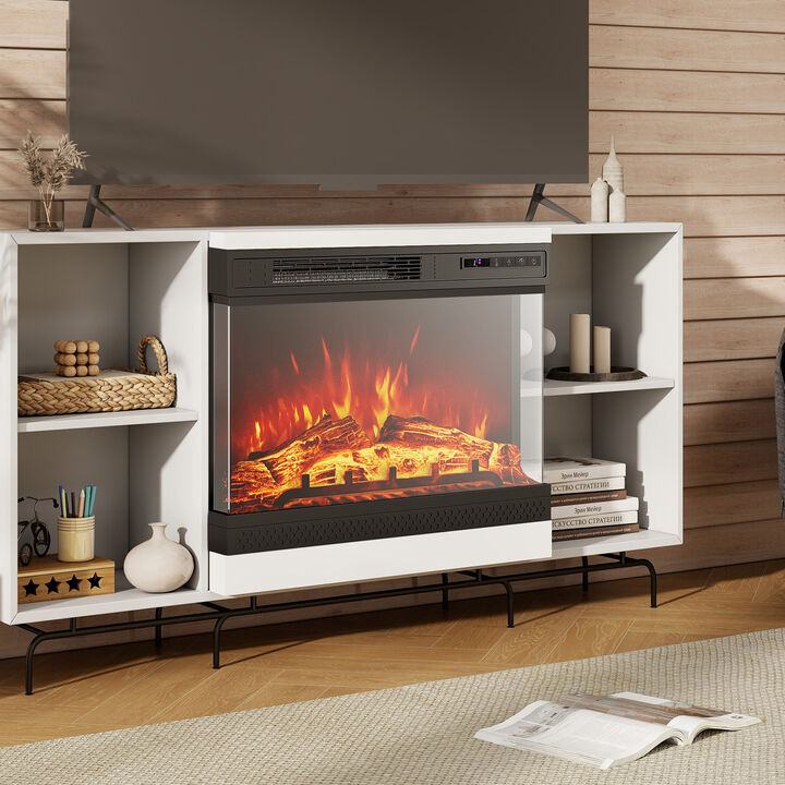 3-Sided Glass Electric Fireplace Heater with Remote Control for Modern Living Room Ambiance