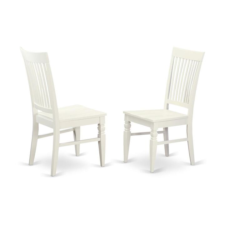 Weston Dining Wood Seat Dining Chair with Slatted Back in in Linen White Finish, Set of 2