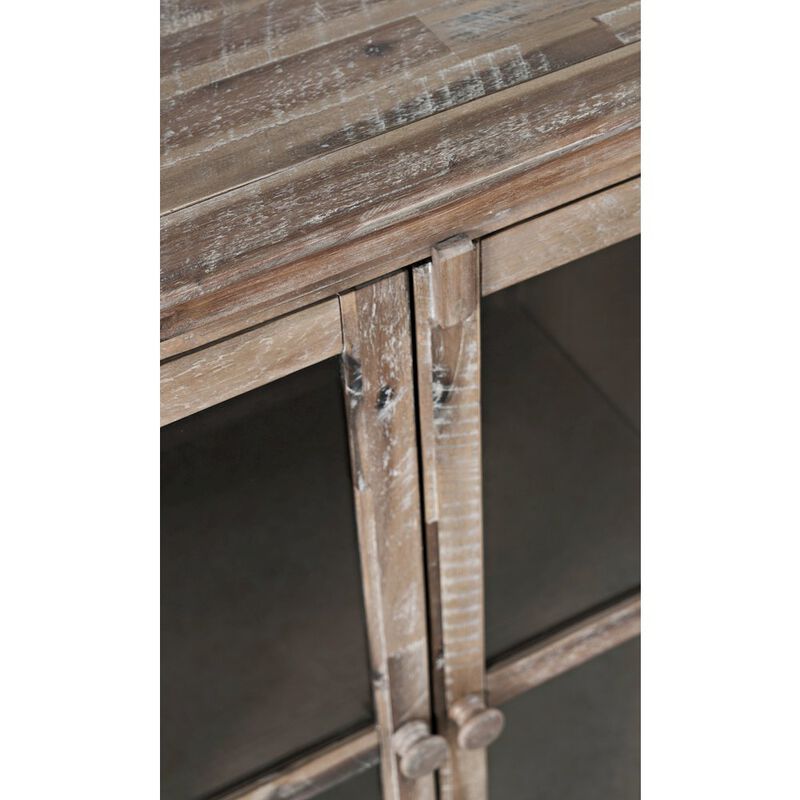 Jofran Rustic Shores 70 Coastal Distressed Acacia Six-Door Accent Cabinet