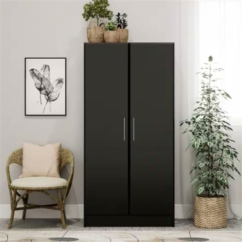 Armoire Wardrobe Closet with Hanging Rail Freestanding Cabinet for Bedroom Storage