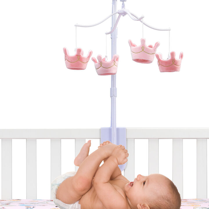 Lambs & Ivy Disney Princesses Pink Crown Musical Baby Crib Mobile Soother Toy