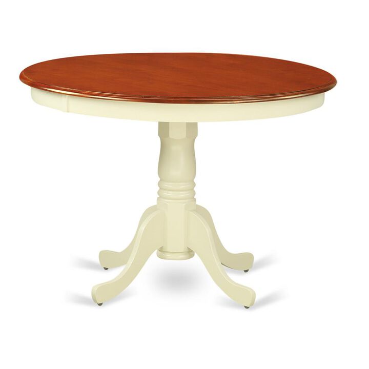 East West Furniture Hartland  Table  42  diameter  Round    Table  -Buttermilk  and  Cherry  Finish