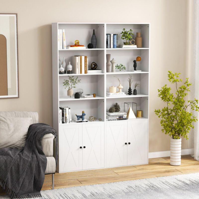 Hivvago 71 Inch Freestanding Bookshelf with 6 Shelves and 2-Door Cabinet