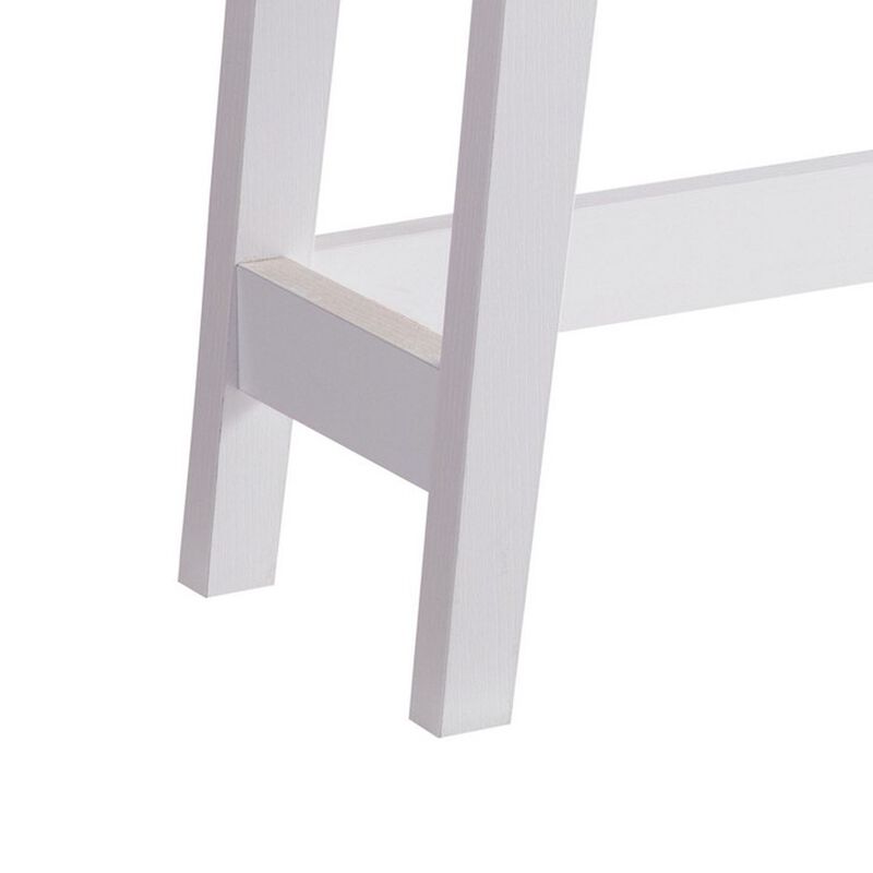 Dax 47 Inch Modern Console Table with Drawer and Mini Shelves, Wood, White-Benzara