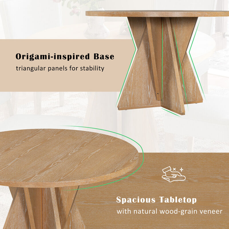 Merax Retro 5-Piece Round Dining Table Chairs Set