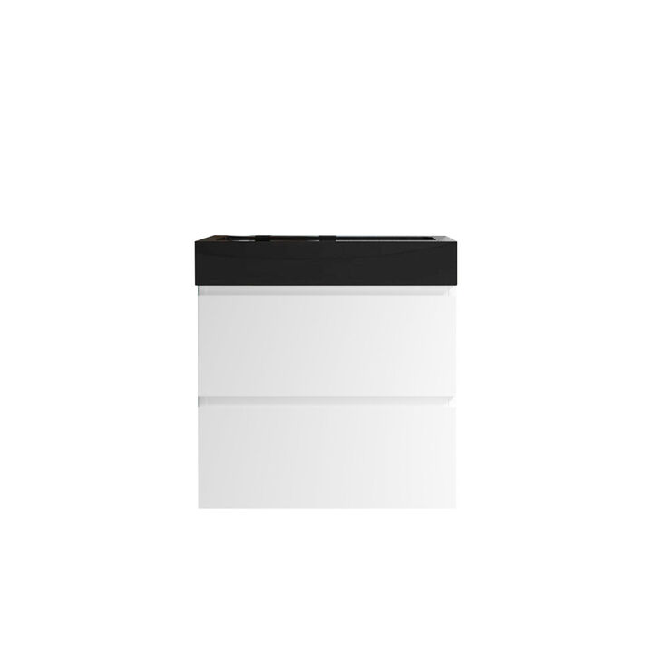 White Bathroom Vanity with Large Storage, Wall Mounted