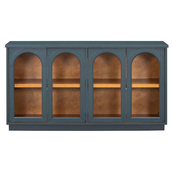 Merax 4-Door Storage Buffet Cabinet with Glass Doors