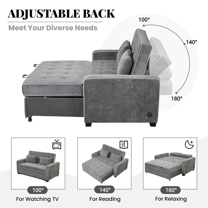 Merax Pull Out Sleeper Sofa Bed with Dual USB Charging Port