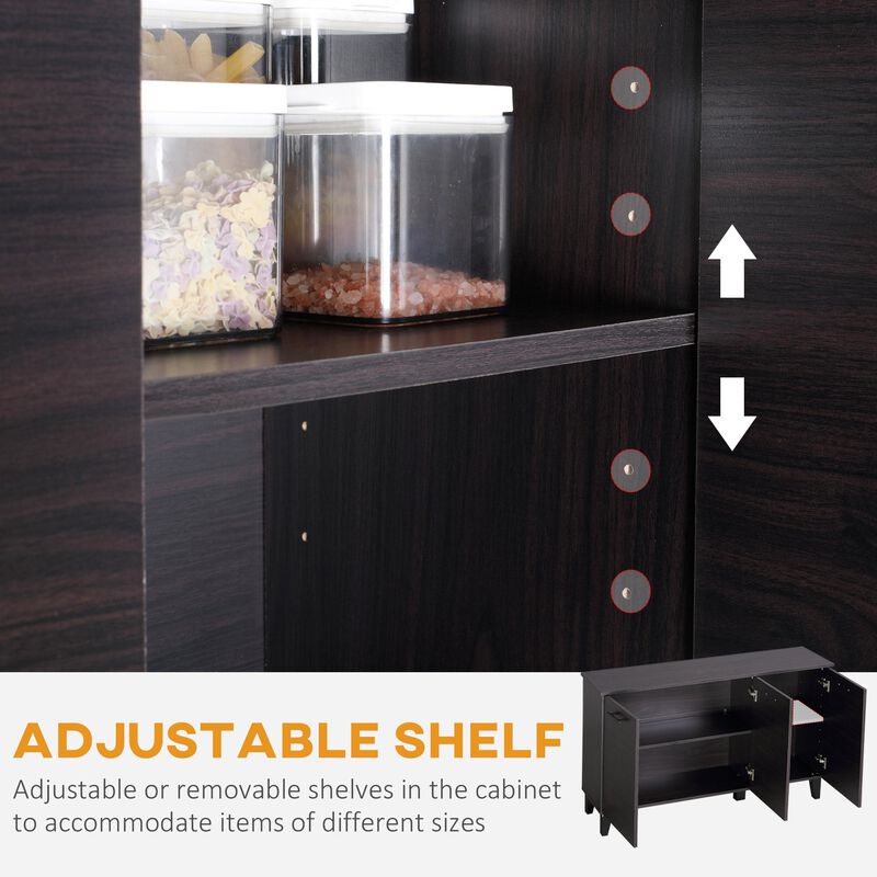 Dark Walnut Buffet: Kitchen Sideboard with Adjustable Shelf