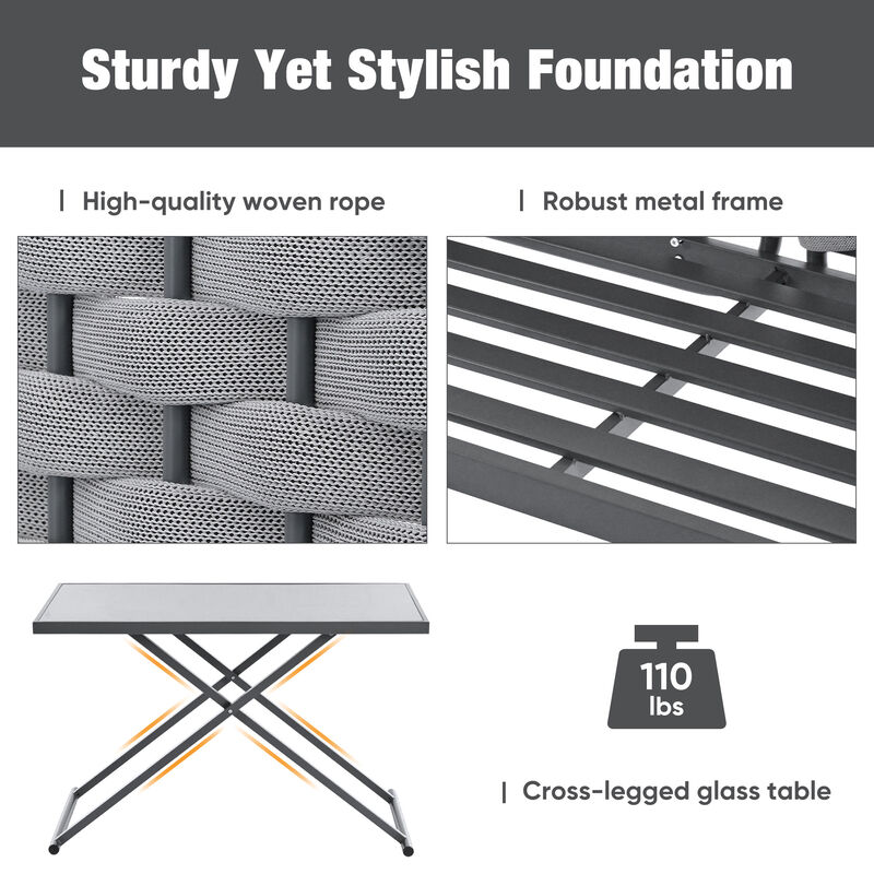 Merax Modern Patio Sectional Sofa Table Set