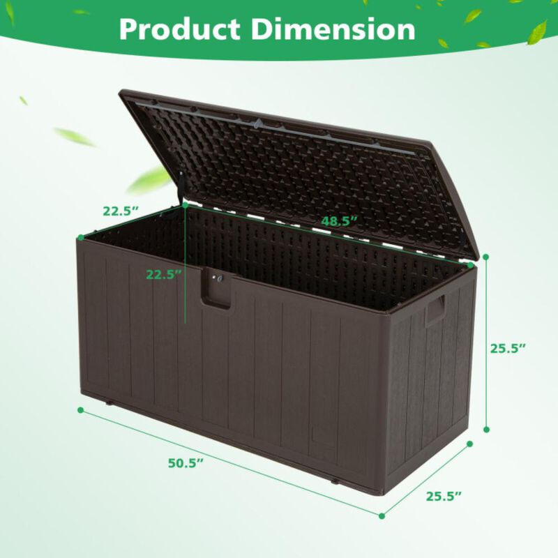 Hivvago 105 Gallon All Weather Large Deck Box Lockable Storage Container