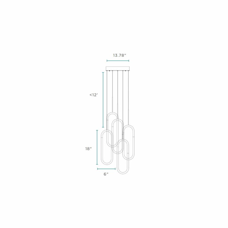 Five Clips Chandelier Chrome Silicone Integrated LED Dimmable