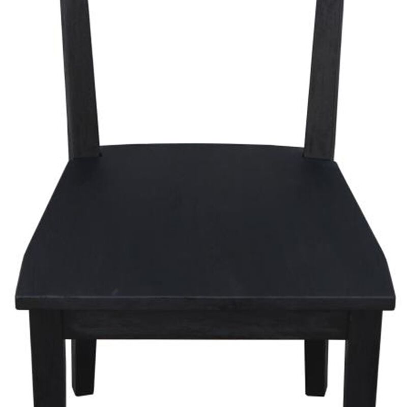 Dining Side Chair Set of 2, Curved Backrest and Tapered Legs, Black - Benzara