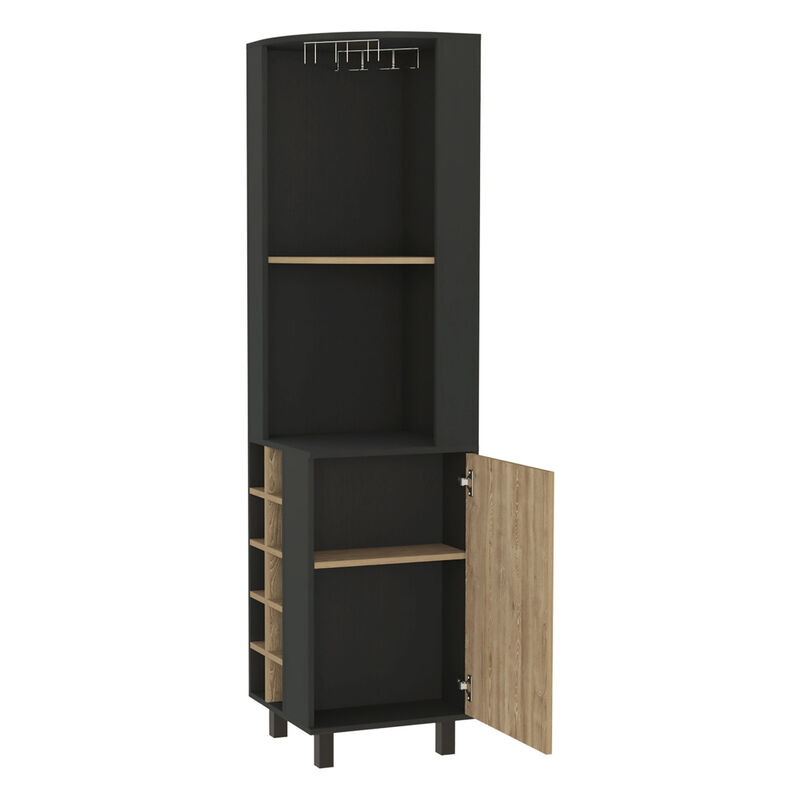 Hamden 10-Bottle 1-Shelf Bar Cabinet Black Wengue And Pine