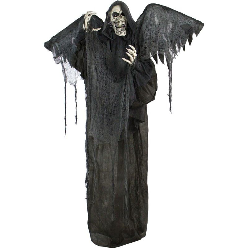 Haunted Hill Farm 63 Standing Winged Skeleton, Animation, Lights, Sound
