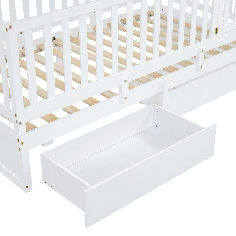 Merax Wood Daybed with Fence Guardrails