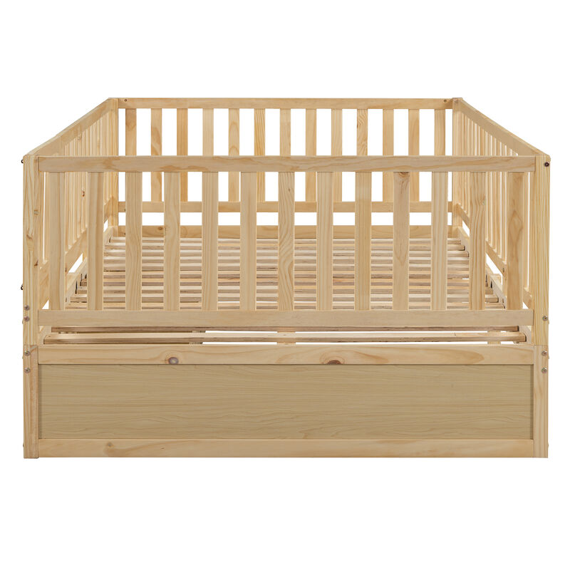 Merax Wood Daybed with Fence Guardrails