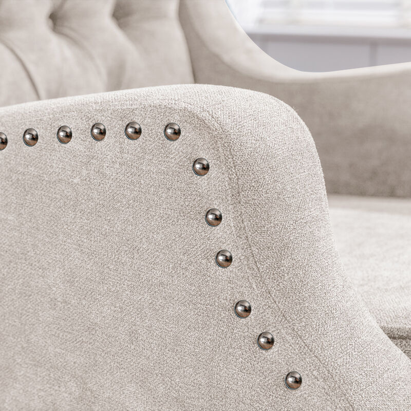 Merax Button Tufted Linen Upholstered Accent Chair