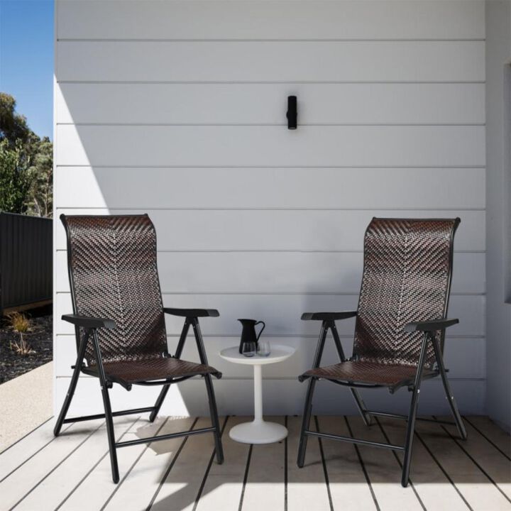 Hivvago 2 Pieces Patio Rattan Folding Reclining Chair