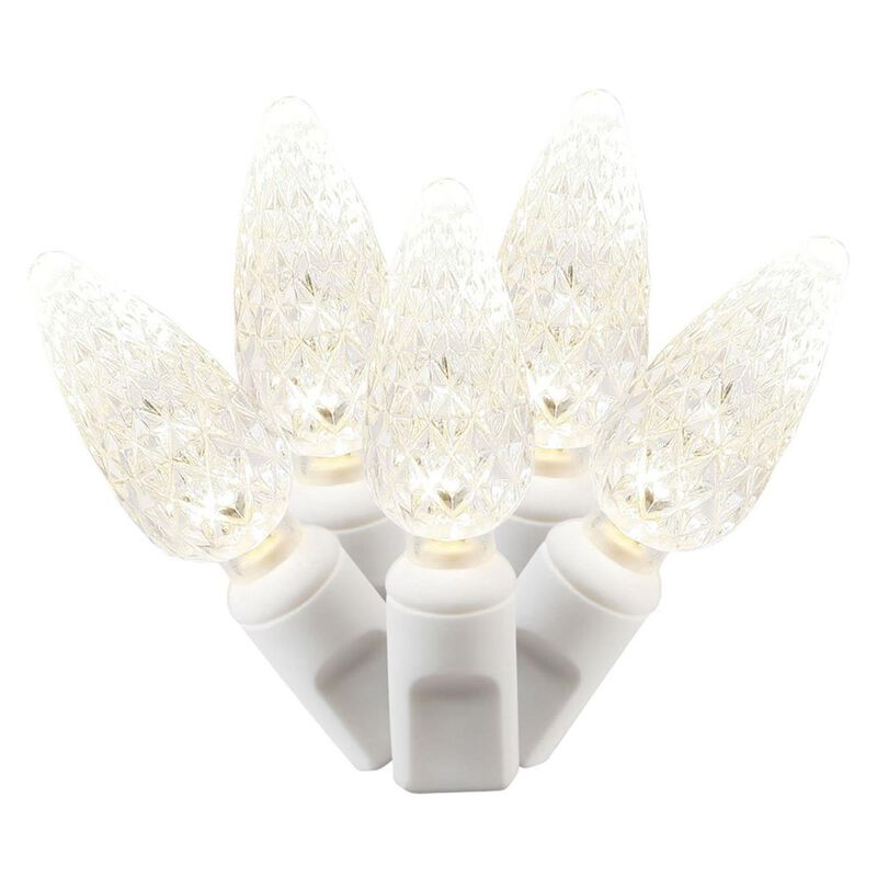Vickerman  LED C6 White Wire End Connecting 4 in. Spacing 34 ft. Long Light Set with Warm White Lights