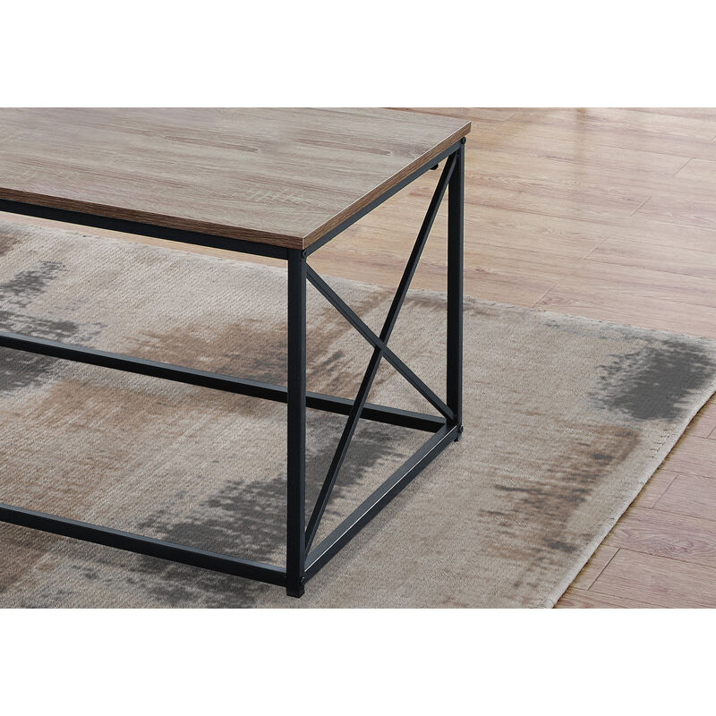 Monarch Specialties I 7950P Table Set, 3pcs Set, Coffee, End, Side, Accent, Living Room, Metal, Laminate, Brown, Black, Contemporary, Modern