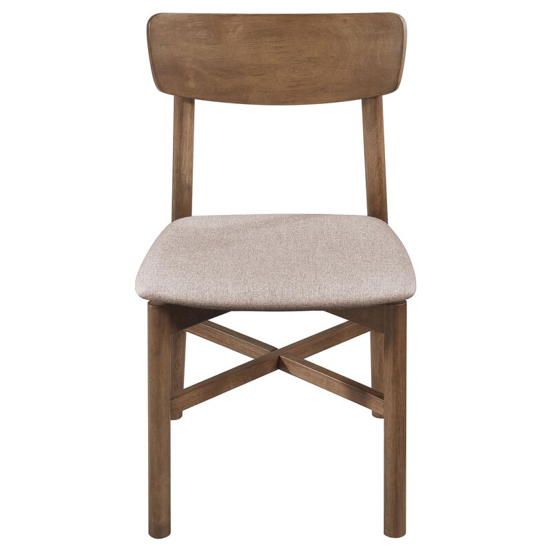 Rida Accent Dining Chair Set of 2, Gray Fabric, Dark Brown Hardwood - Benzara