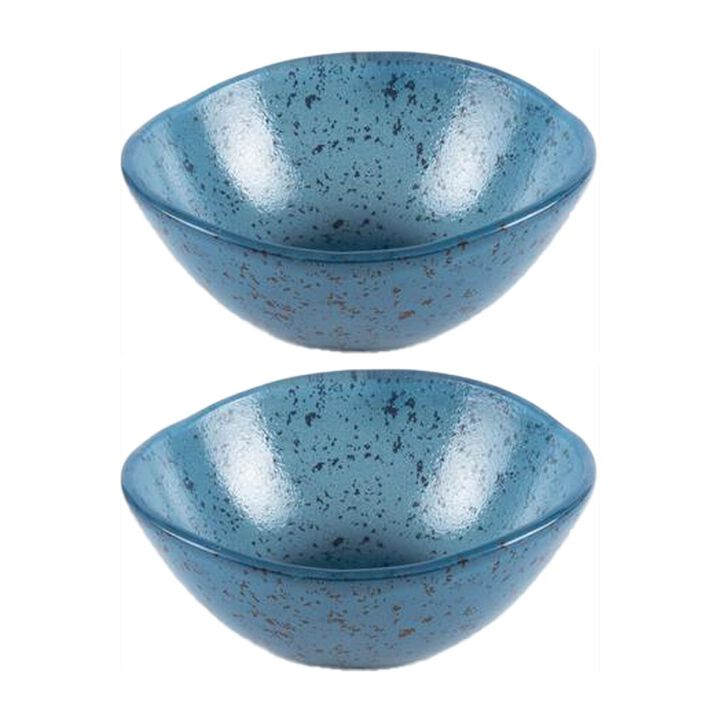 Glass Dinnerware dia.5.5" h:2" 14 oz. Round Blue Glass Bowl (Set of 2)