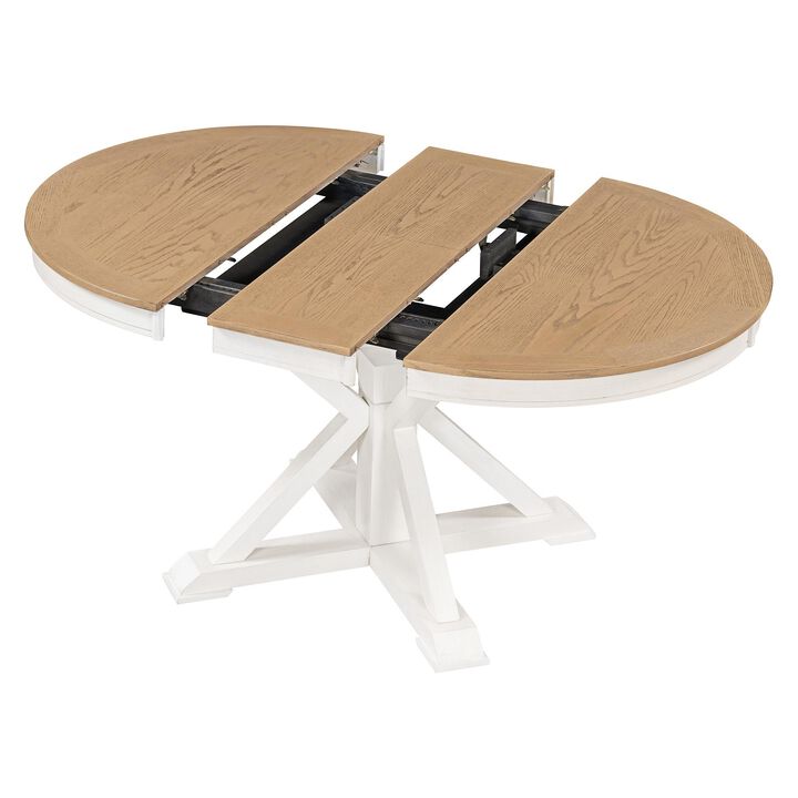Retro Extendable Dining Table with 12" Leaf for Kitchen or Dining Room
