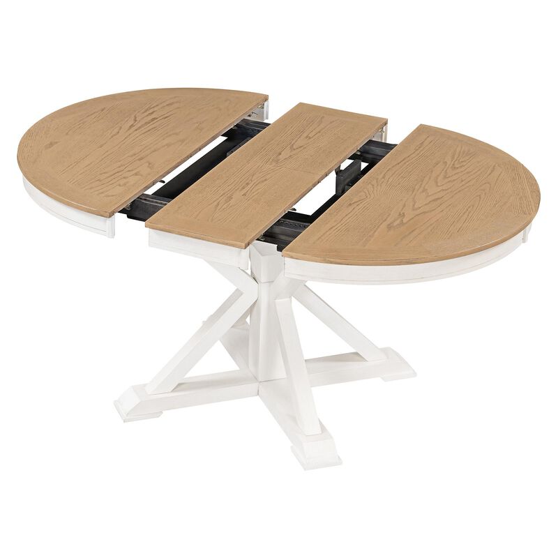 Retro Extendable Dining Table with 12" Leaf for Kitchen or Dining Room