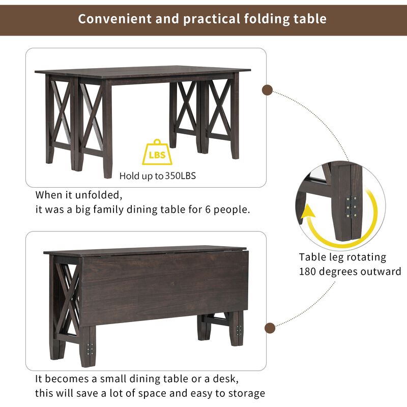 Merax  6-Piece Solid Wood  Family Dining Table Chiars Set