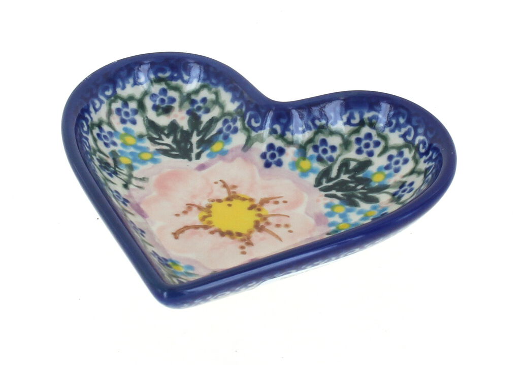 Blue Rose Polish Pottery Autumn Burst Heart Dish