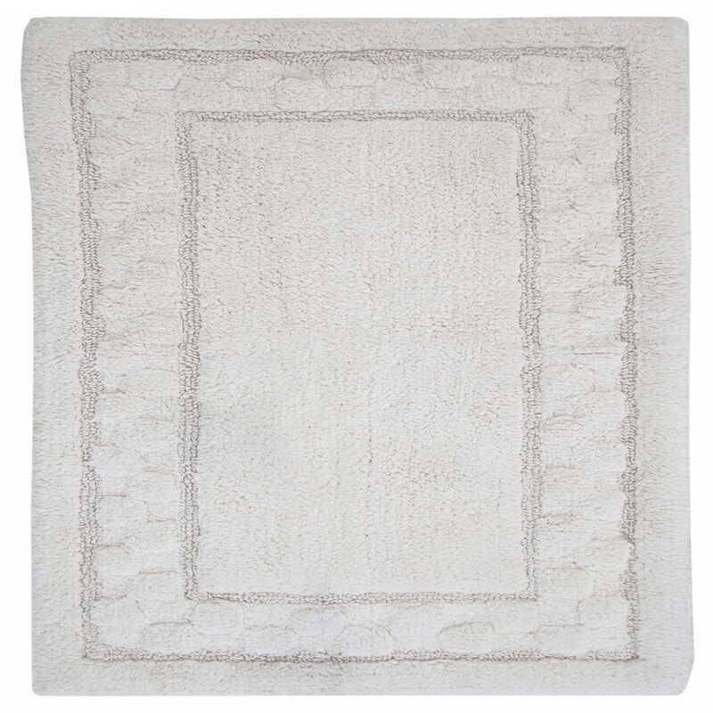 Splendid Soft Plush Cotton Bath Rug Features Fashionable Sculptured Border Design And Non-Slip 24" X 40" Ivory