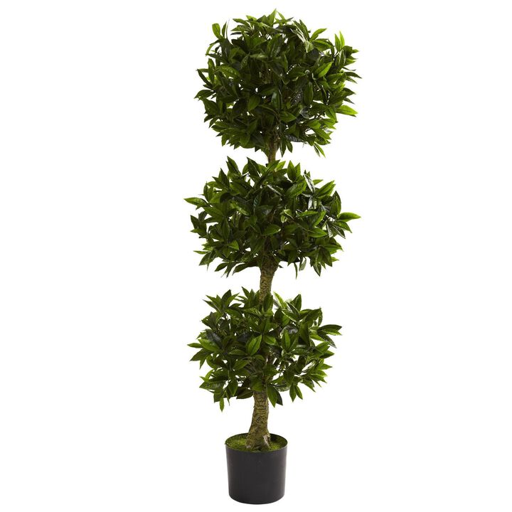 Nearly Natural 5-ft Triple Bay Leaf Top UV Resit w/1404 Lvs (Indoor/Outdoor)