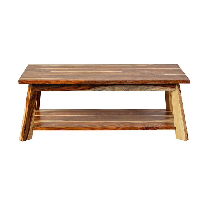 Porter Designs Kalispell Solid Sheesham Wood Coffee Table, Natural