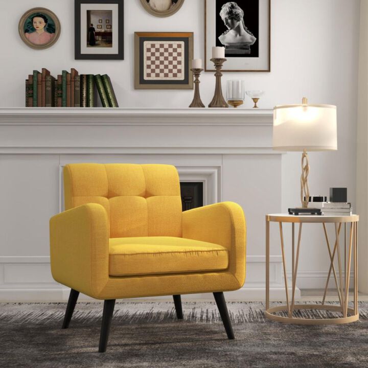 Hivvago Modern Upholstered Comfy Accent Chair Single Sofa with Rubber Wood Legs