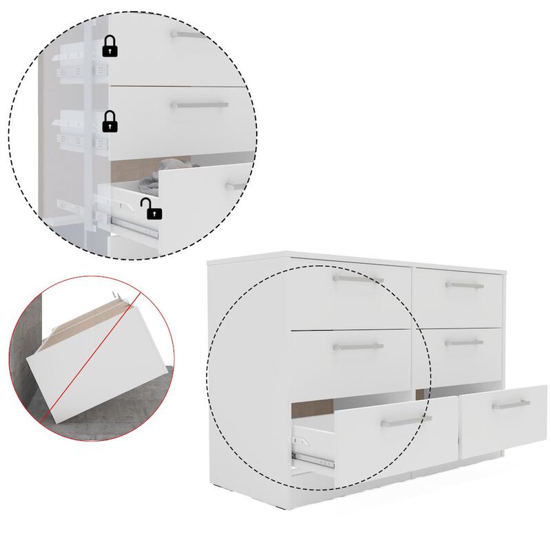 Polifurniture Juliette 6 Drawer Dresser, White