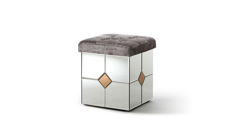 Decor Brownish Gray Square Velvet Upholstered Ottoman